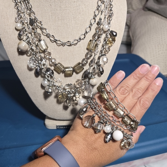 Vintage White House Black Market Beaded Necklace And Matching Bracelet Set - Picture 1 of 12